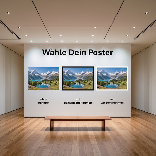 Poster Berglandschaft mit See mit und ohne Rahmen