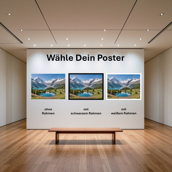 Poster Berglandschaft mit See mit und ohne Rahmen
