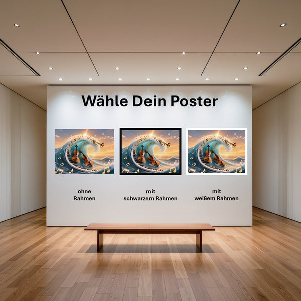 Poster Musik und Wellen mit und ohne Rahmen