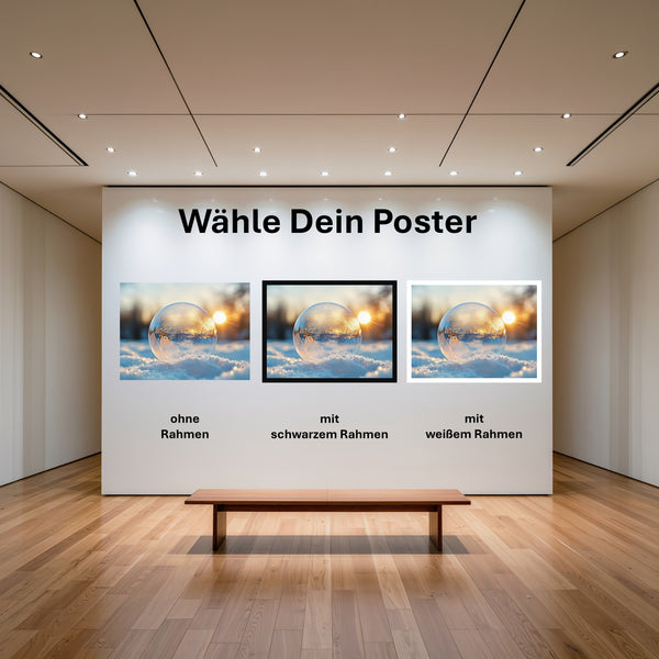Poster Eisige Seifenblase im Sonnenlicht mit und ohne Rahmen