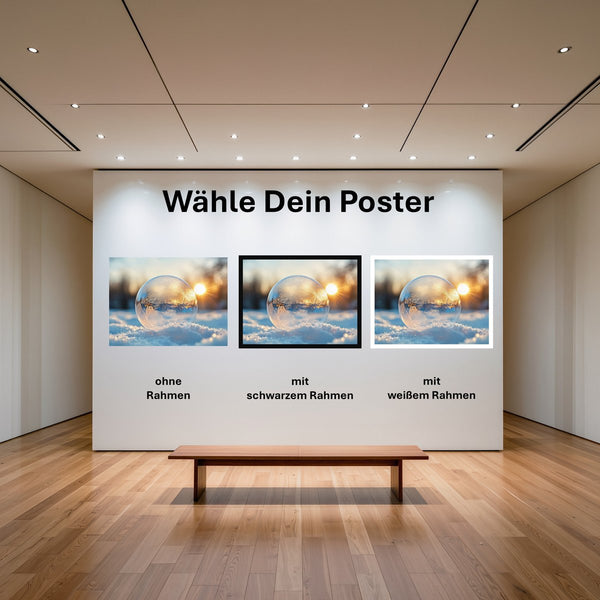 Poster Eisige Seifenblase im Sonnenlicht mit und ohne Rahmen