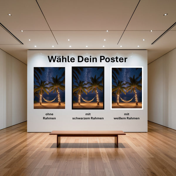 Poster Sternenhimmel über der Hängematte mit und ohne Rahmen