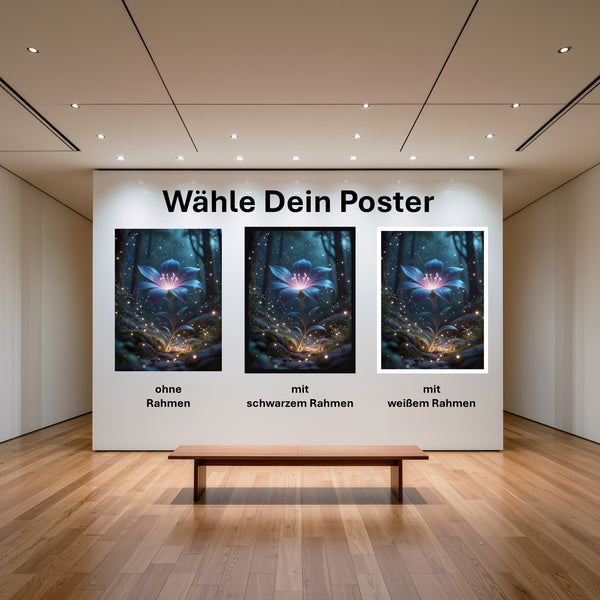 Poster Leuchtende Blüte im Wald mit und ohne Rahmen