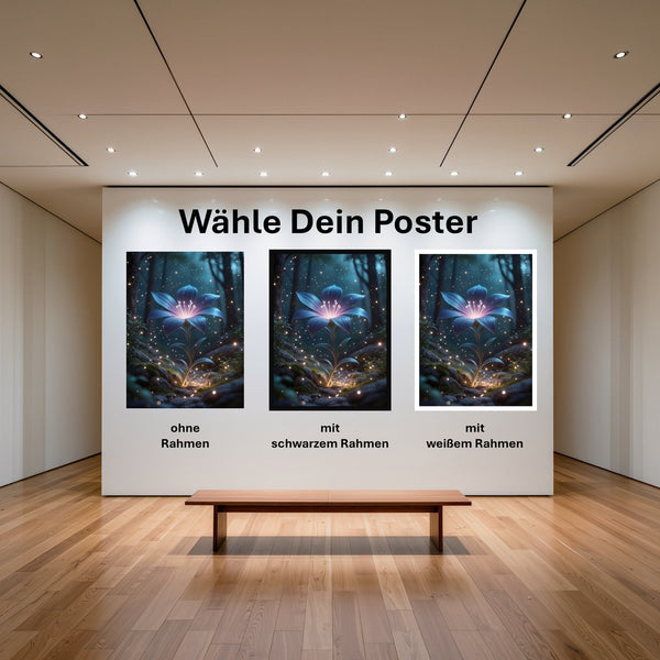 Poster Leuchtende Blüte im Wald mit und ohne Rahmen