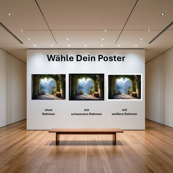 Poster Idyllische Berglandschaft mit und ohne Rahmen