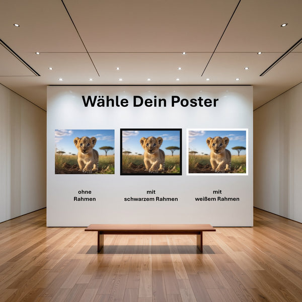 Poster Verspielter Löwe mit und ohne Rahmen