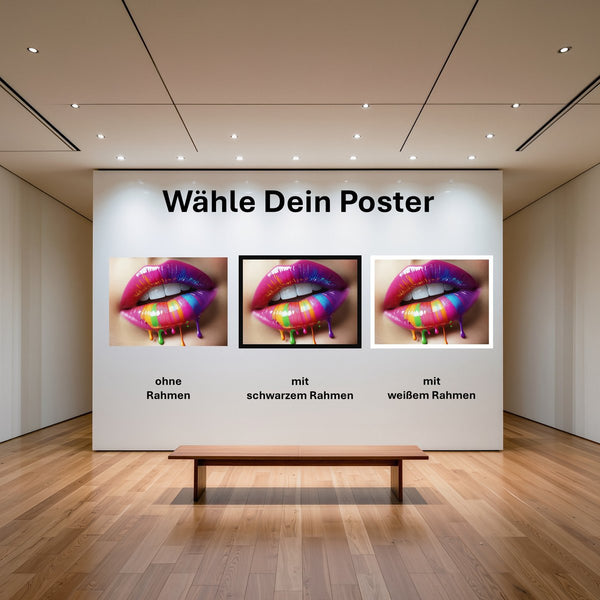 Poster Bunte Lippenkunst mit und ohne Rahmen