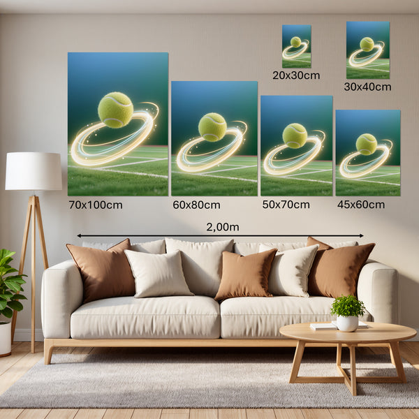 Groessenvergleich Leinwandbild Dynamischer Tennis-Moment Hochformat