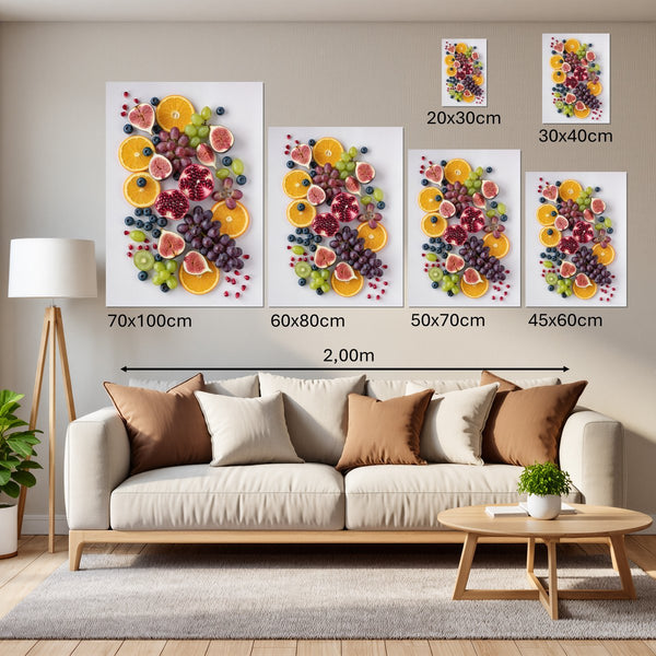 Groessenvergleich Leinwandbild Fruchtige Vielfalt Hochformat