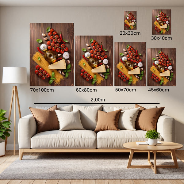 Groessenvergleich Leinwandbild Kulinarische Harmonie Hochformat