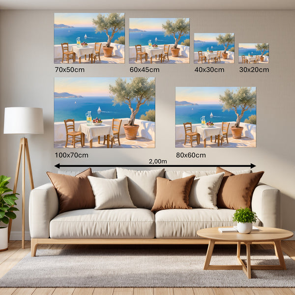Groessenvergleich Leinwandbild Mediterrane Traumlandschaft Querformat