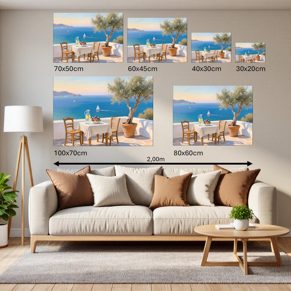 Groessenvergleich Leinwandbild Mediterrane Traumlandschaft Querformat