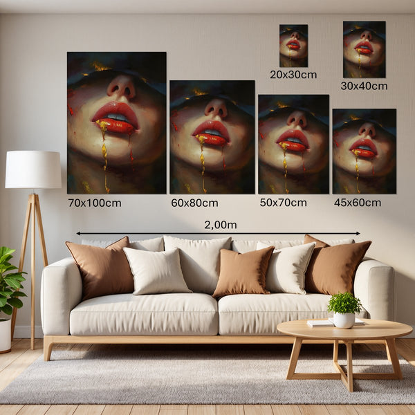 Groessenvergleich Leinwandbild Verborgene Leidenschaft Hochformat