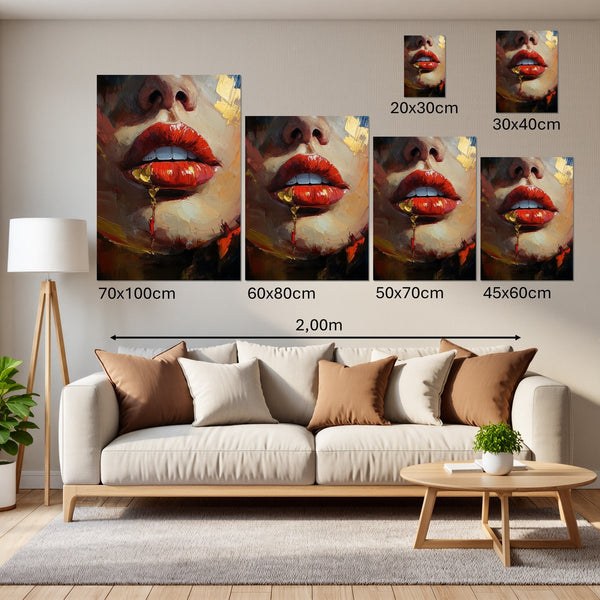 Groessenvergleich Leinwandbild Verführerische Lippen Hochformat