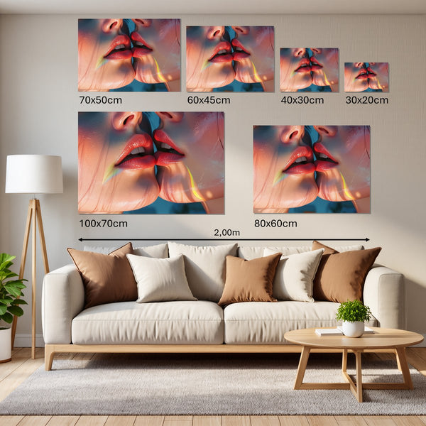 Groessenvergleich Leinwandbild Zarte Berührung Querformat