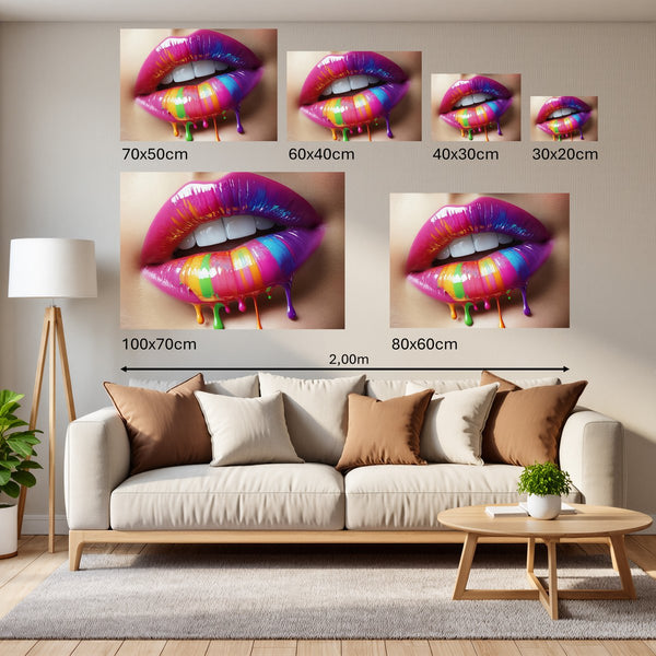 Groessenvergleich Poster Wandbilder Bunte Lippenkunst Querformat