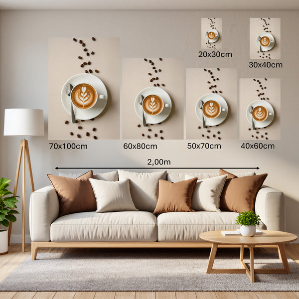Groessenvergleich Poster Wandbilder Kaffeegenuss in Perfektion Hochformat