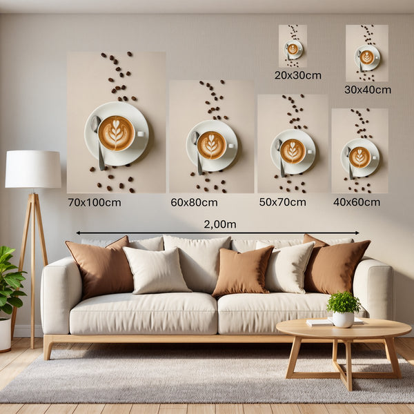 Groessenvergleich Poster Wandbilder Kaffeegenuss in Perfektion Hochformat