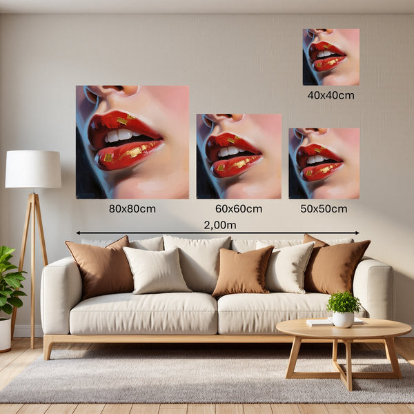 Groessenvergleich Poster Wandbilder Kunstvolle Lippen Quadrat