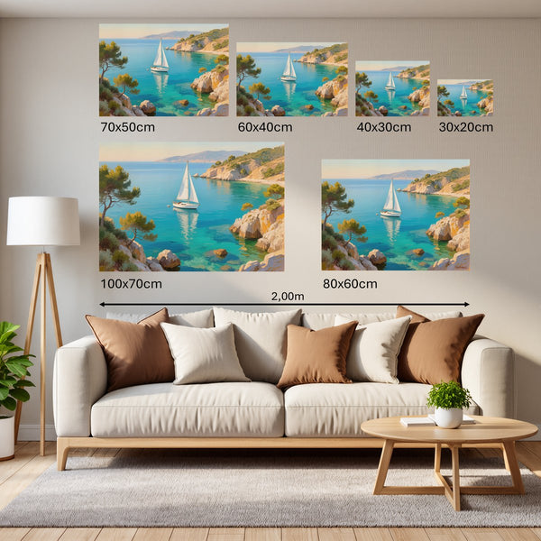 Groessenvergleich Poster Wandbilder Mediterranes Segelabenteuer Querformat