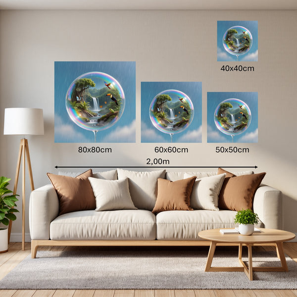 Groessenvergleich Poster Wandbilder Tropischer Traum in einer Seifenblase Quadrat