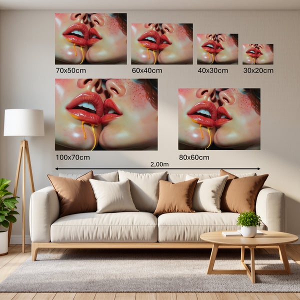 Groessenvergleich Poster Wandbilder Verführerische Lippen B-00015 Querformat