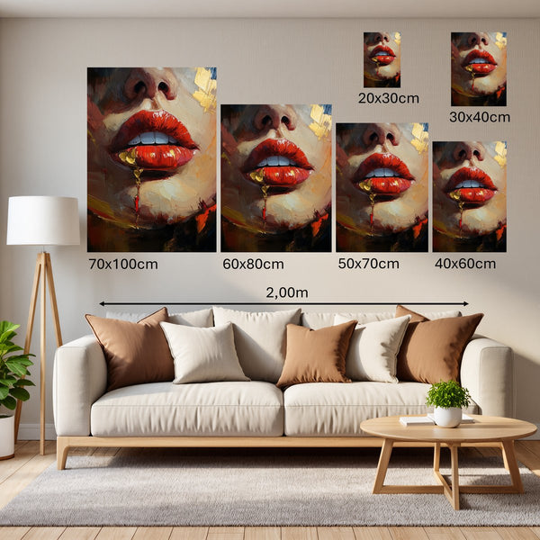 Groessenvergleich Poster Wandbilder Verführerische Lippen Hochformat
