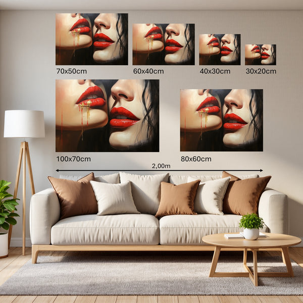 Groessenvergleich Poster Wandbilder Verführerische Lippenkunst Querformat