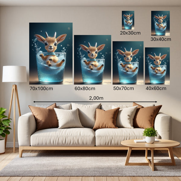 Groessenvergleich Poster Wandbilder Verspielte Freude im Glas Hochformat