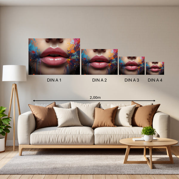 Groessenvergleich Poster in DIN A 1 2 3 4 Lebendige Lippen B-00018 Querformat