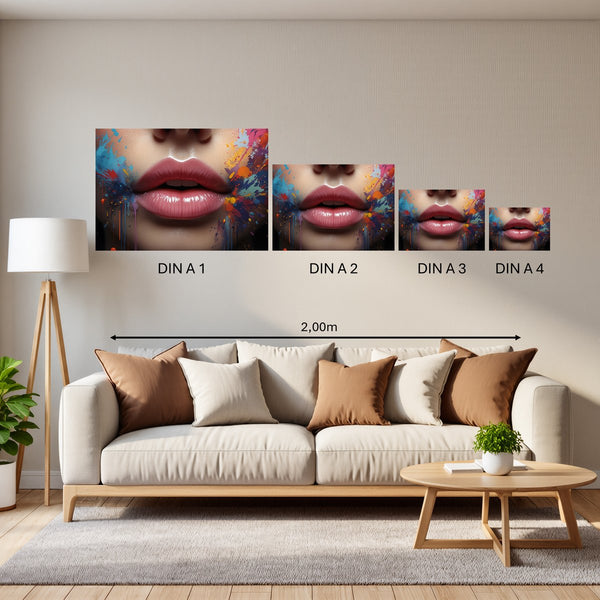 Groessenvergleich Poster in DIN A 1 2 3 4 Lebendige Lippen B-00018 Querformat