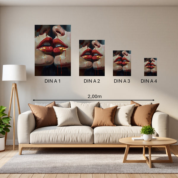 Groessenvergleich Poster in DIN A 1 2 3 4 Verborgene Leidenschaft B-00011 Hochformat