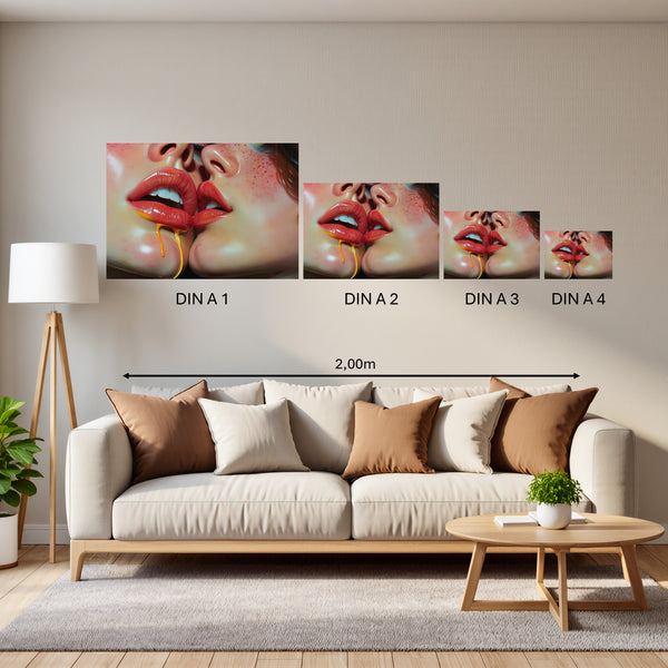 Groessenvergleich Poster in DIN A 1 2 3 4 Verführerische Lippen B-00015 Querformat