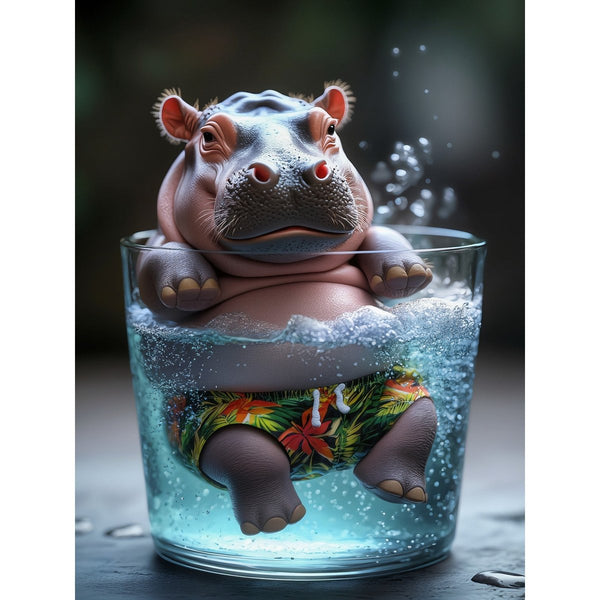 Hauptbild Entspanntes Nilpferd im Glas