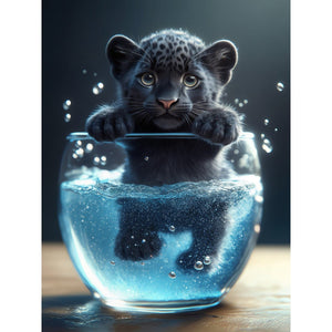 Hauptbild Verspielter Panther im Wasser