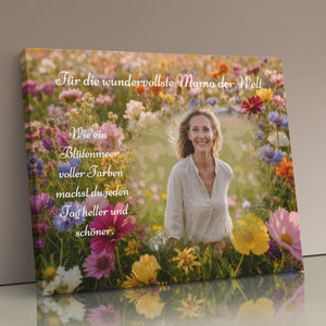 Leinwand ohne Rahmen an Wand angelehnt Blumenmeer für Mama