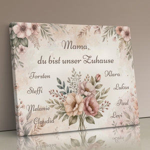 Leinwand ohne Rahmen an Wand angelehnt Ein Blumenstrauß voller Liebe