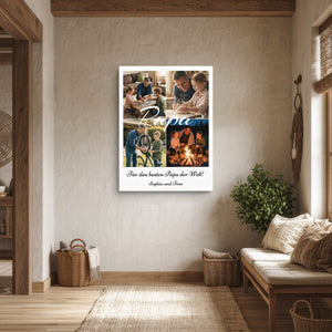 Leinwand ohne Rahmen in Diele Collage Papa Hochformat Hochformat