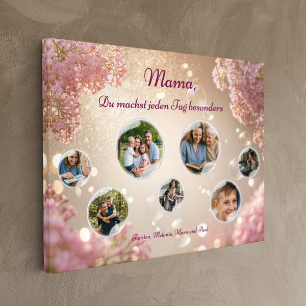 Leinwand ohne Rahmen schraeg auf Wand Foto-Seifenblasen für Mama, Oma oder Freundin