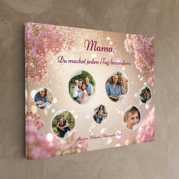 Leinwand ohne Rahmen schraeg auf Wand Foto-Seifenblasen für Mama, Oma oder Freundin