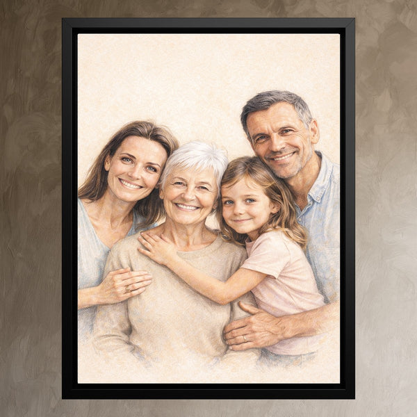 Leinwand schwarzer Rahmen auf Wand Fotoleinwand mit KI-Kunststil Hochformat