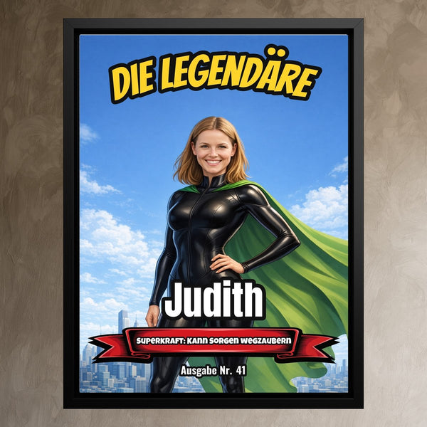 Dein Foto als Comic-Heldin - personalisiertes Wandbild auf Leinwand