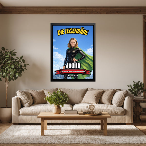 Dein Foto als Comic-Heldin - personalisiertes Wandbild auf Leinwand