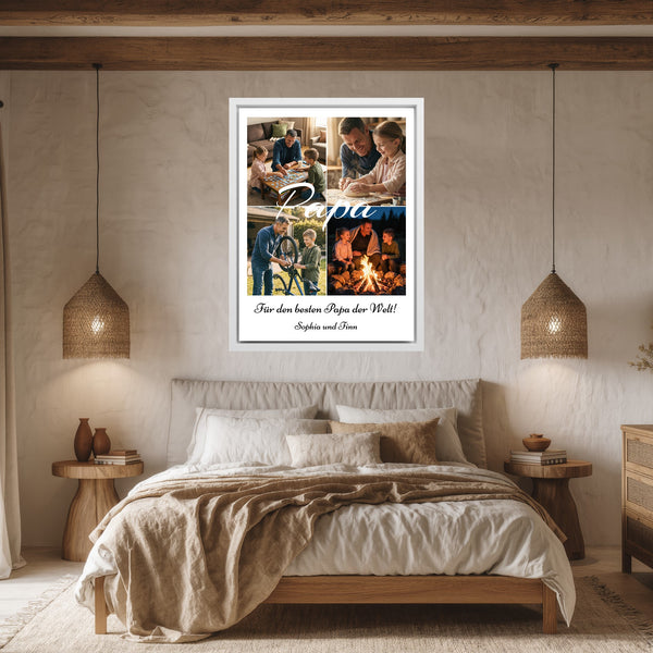 Leinwand weisser Rahmen im Schlafzimmer Collage Papa Hochformat Hochformat