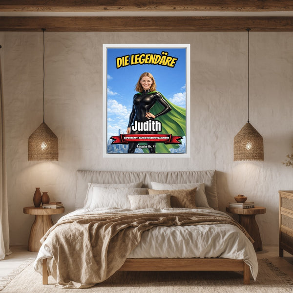 Dein Foto als Comic-Heldin - personalisiertes Wandbild auf Leinwand