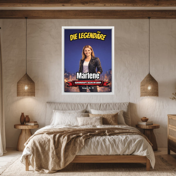 Dein Foto als Comic-Heldin - personalisiertes Wandbild auf Leinwand