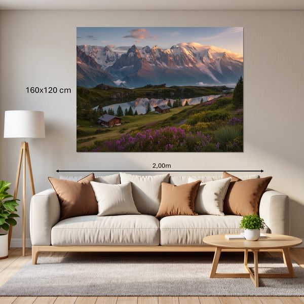 Leinwandbild Alpenlandschaft bei Sonnenuntergang160x120 cm Querformat