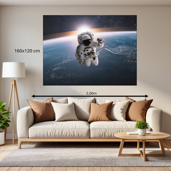 Leinwandbild Astronaut im Weltall 160x120 cm Querformat