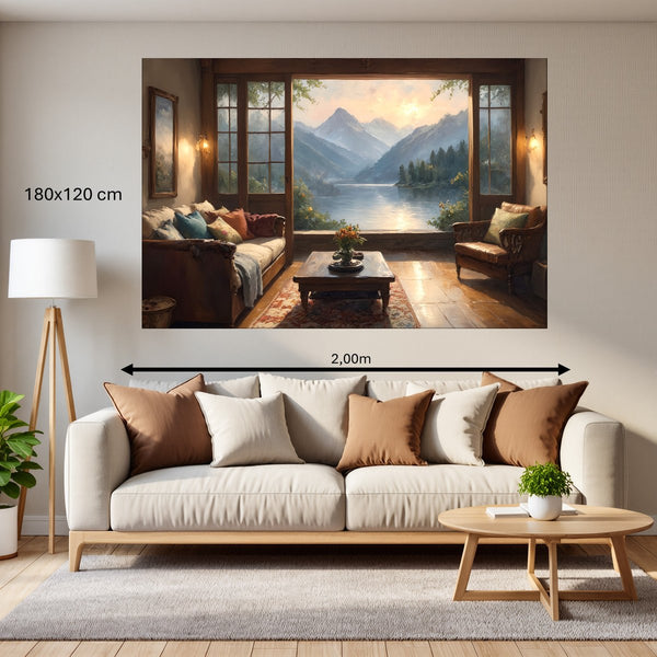 Leinwandbild Bergblick im Wohnzimmer 180x120 cm Querformat