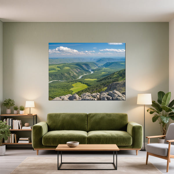 Leinwandbild Berglandschaft im Sommer fuer Wohnzimmer gruen Querformat